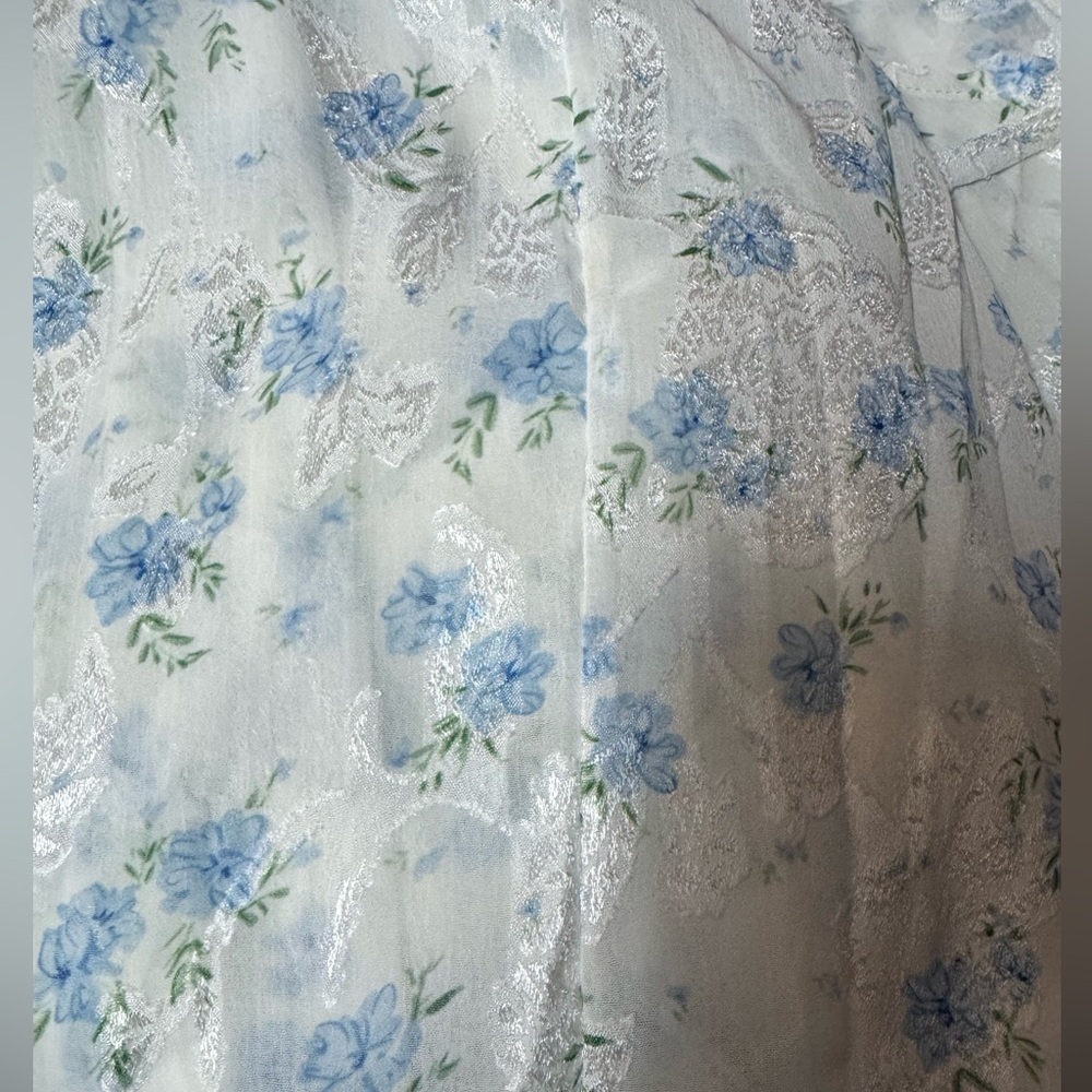 LAST ONE 🔥 Floral Chiffon Ruffle High-Low Maxi Dress Blue - Picture 11 of 11